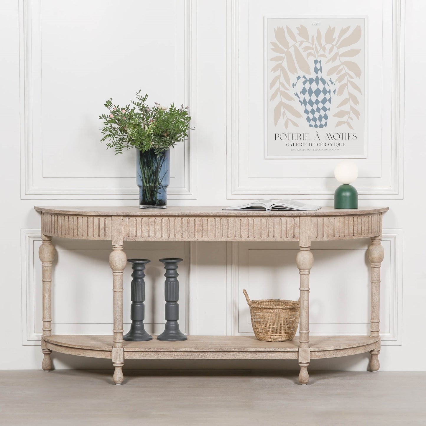 Acacia Wooden Curved French Console Table