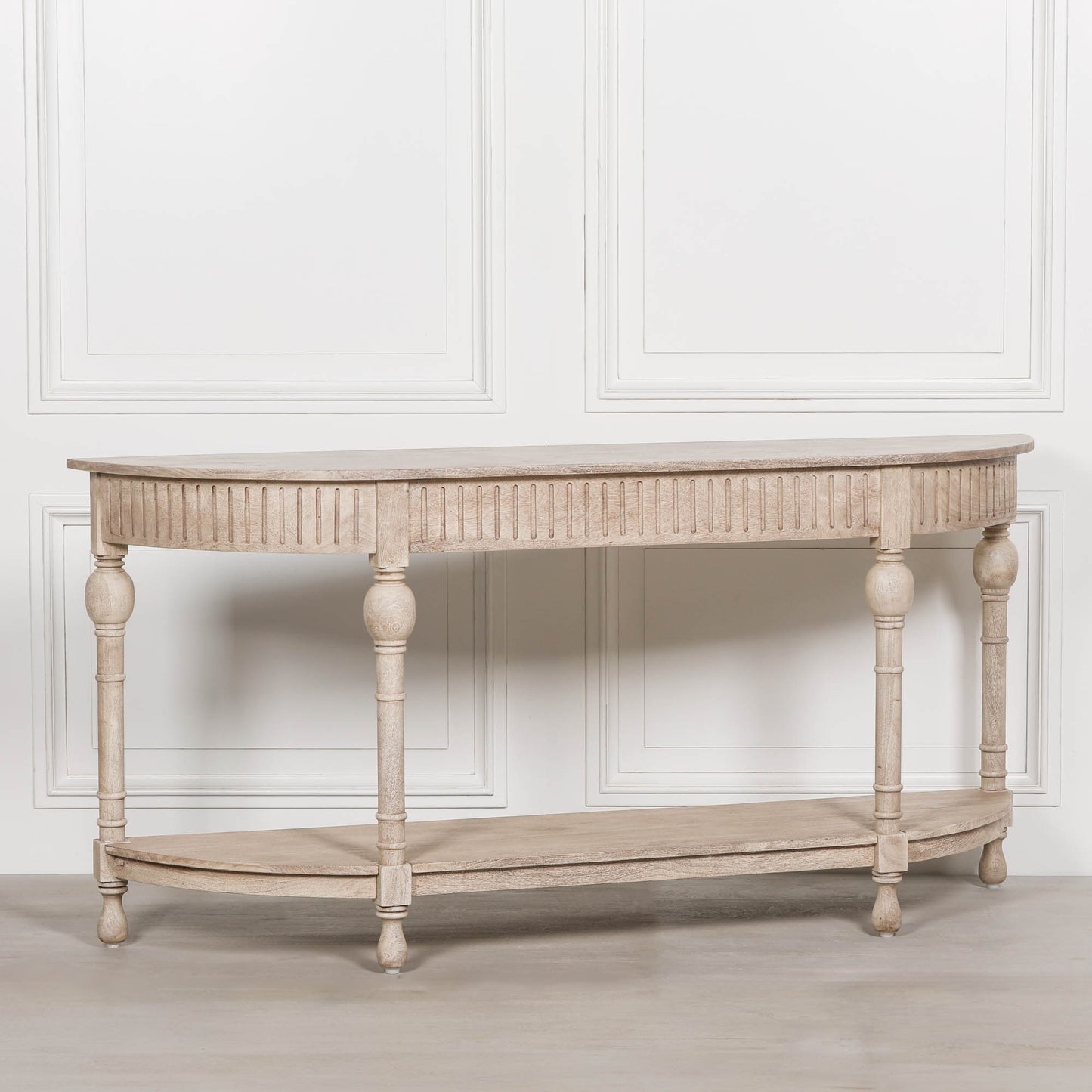 Acacia Wooden Curved French Console Table