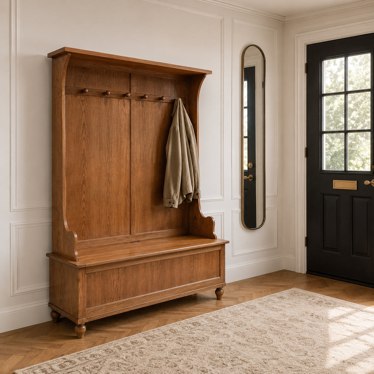 Alsace Light Stained Oak Shoe and Coat Storage Unit