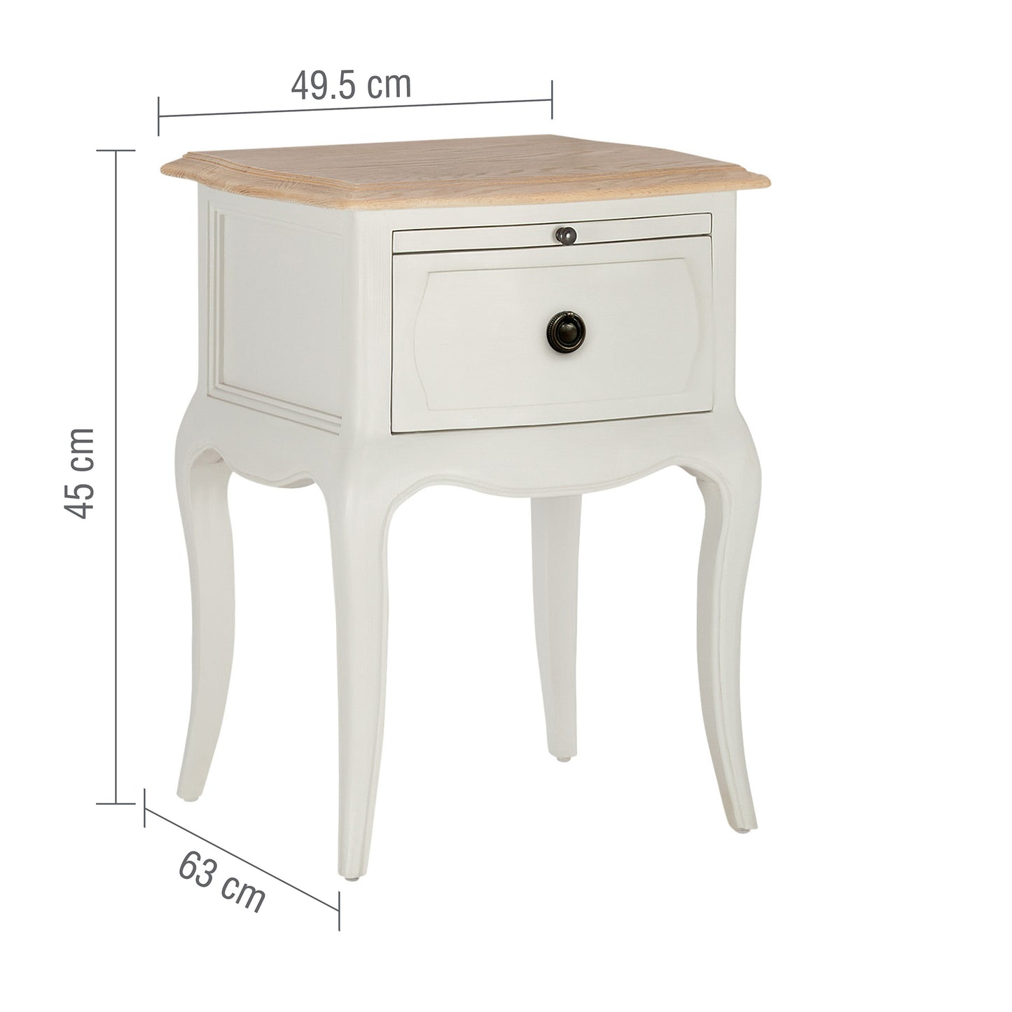French Nightstand with Oak Top