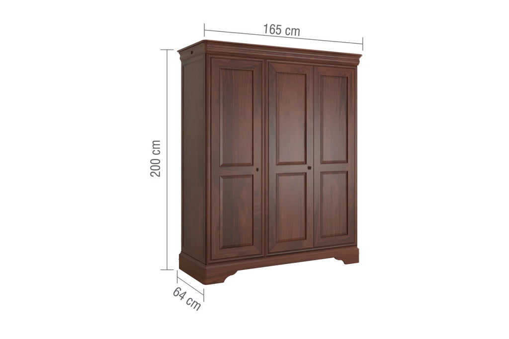 Dimensions for Antoinette French Sleigh 3 Door Wardrobe