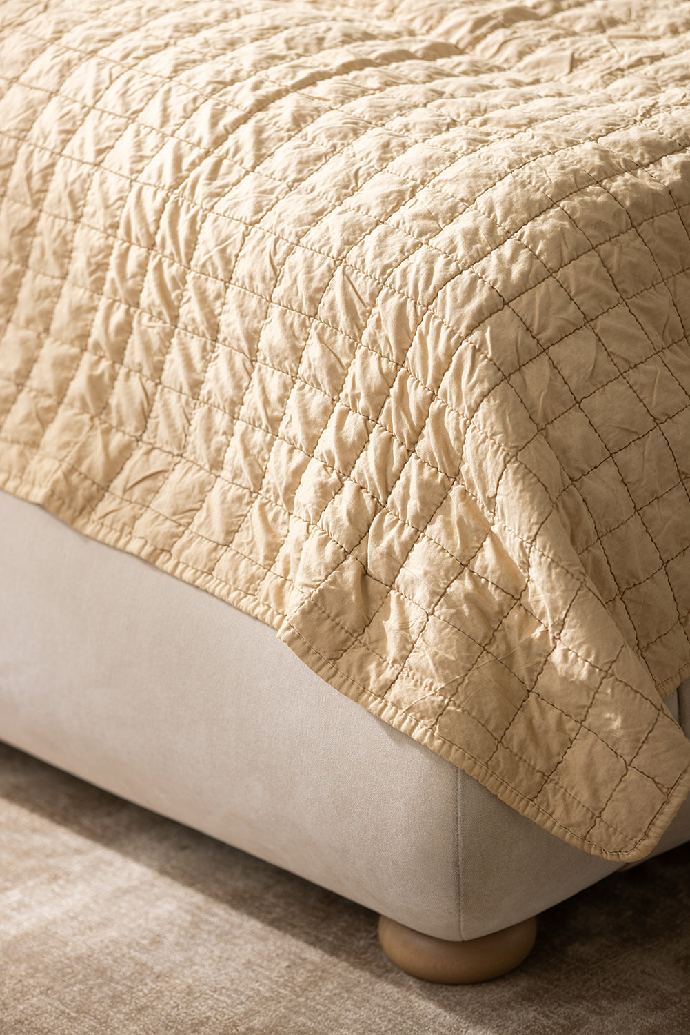 Atauro Cream Velvet Upholstered Bed