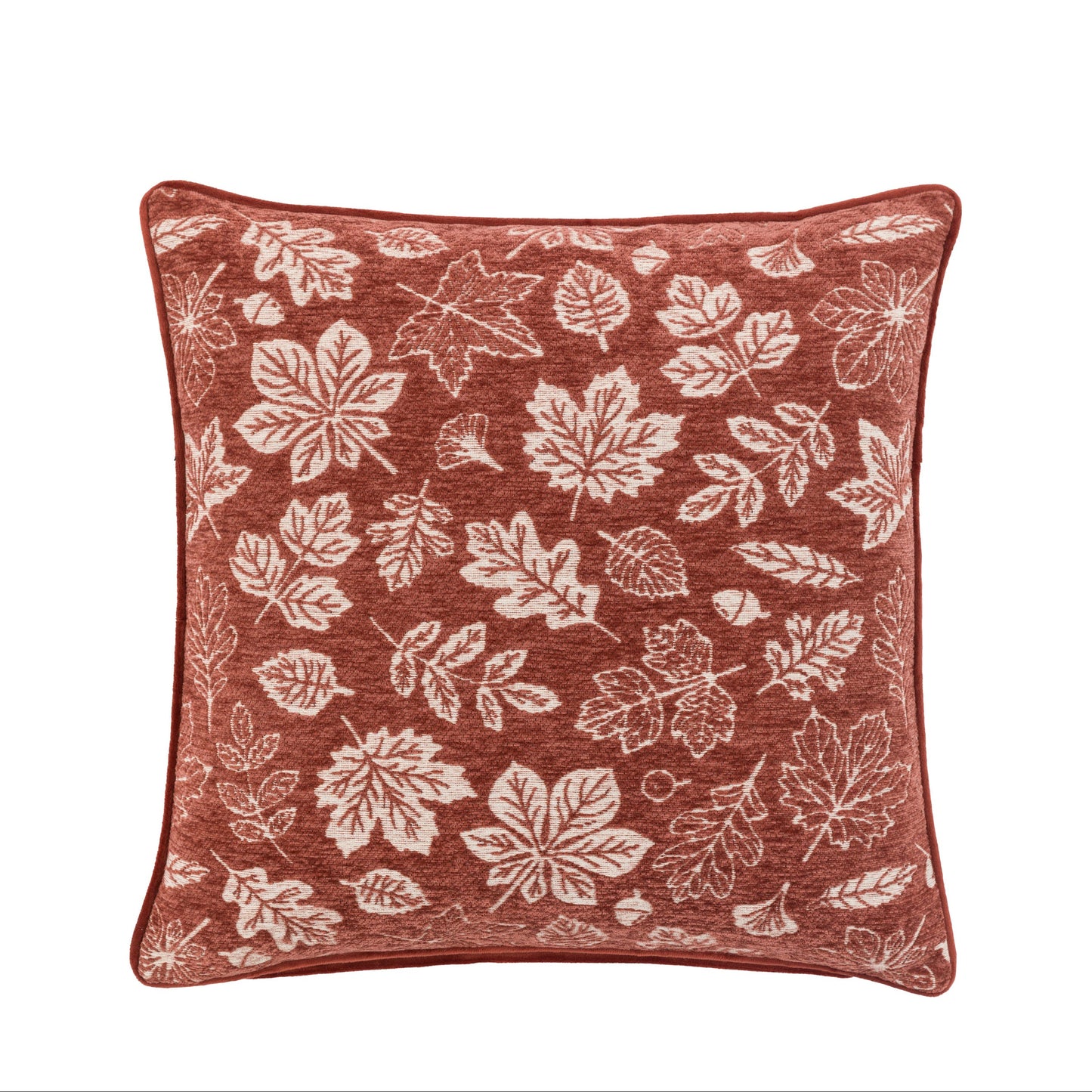 Autumn Leaf Chenille Cushion Rust