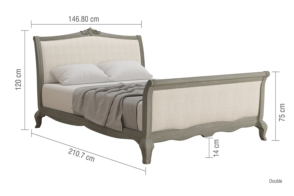 Dimensions for Camille French High End Oak Bed