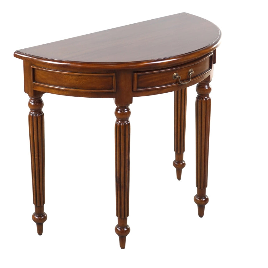 Classic Mahogany Fluted Console Table with 1 Drawer