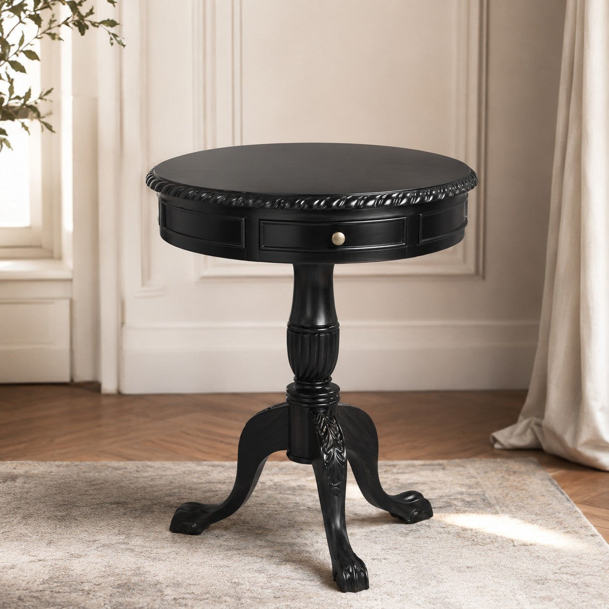 Classic Chippendale Black Side Table