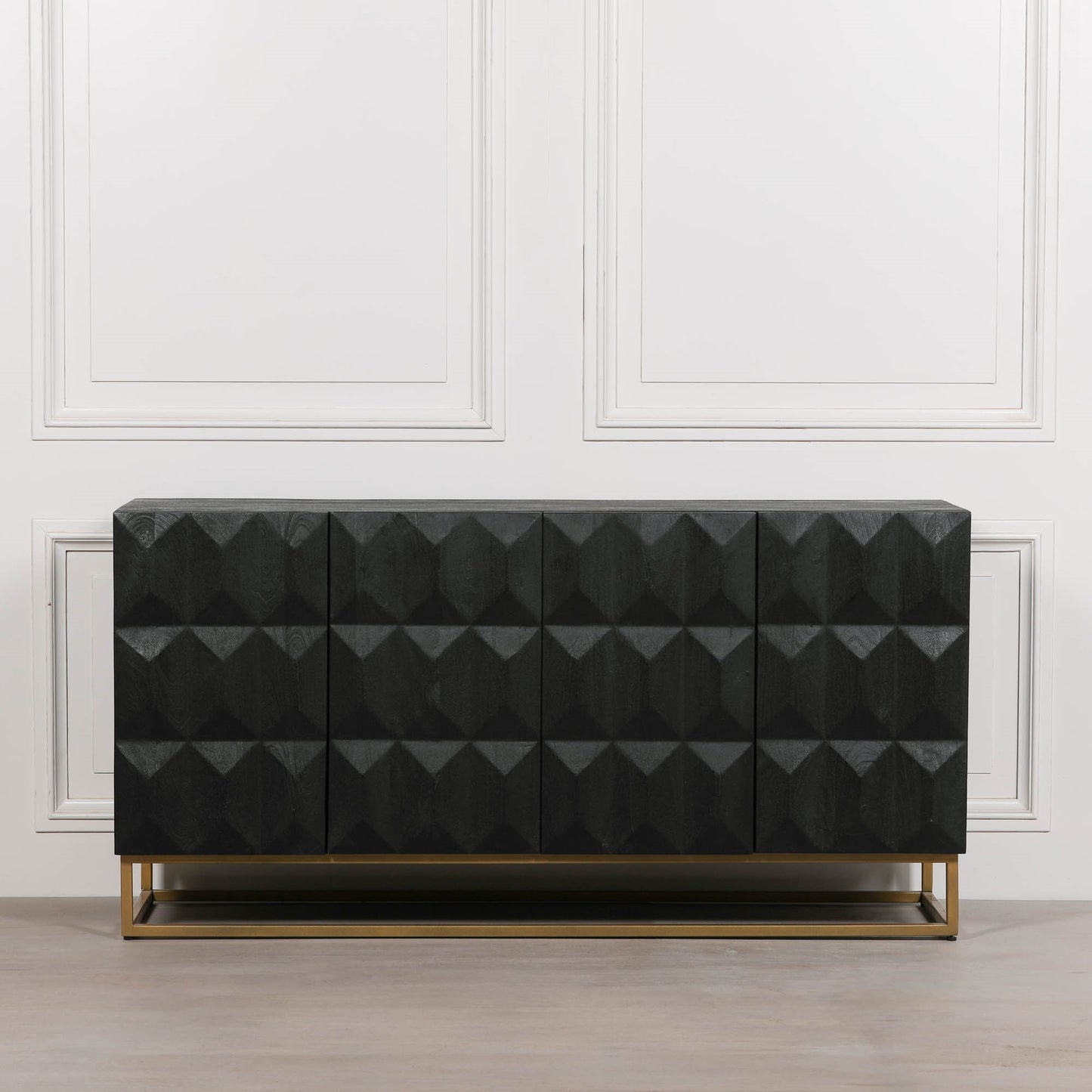Black Contemporary Diamond Pattern Sideboard