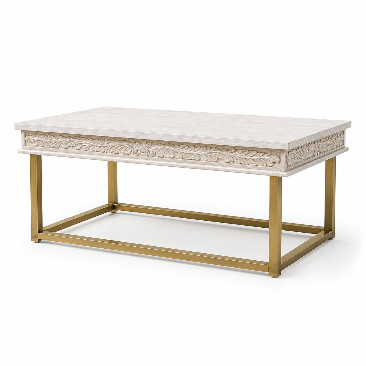 Florence Wooden Top Coffee Table with Gold Metal Leg