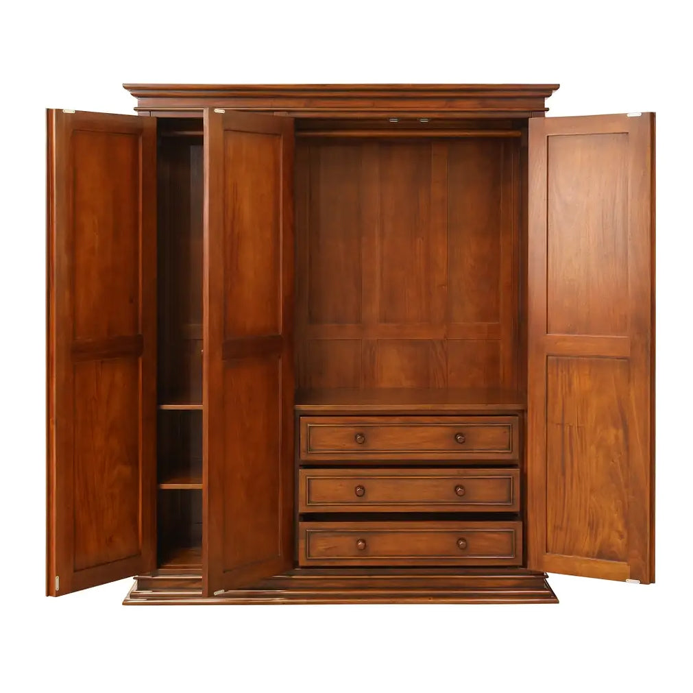 French Country Sleigh 3 Door Triple Wardrobe