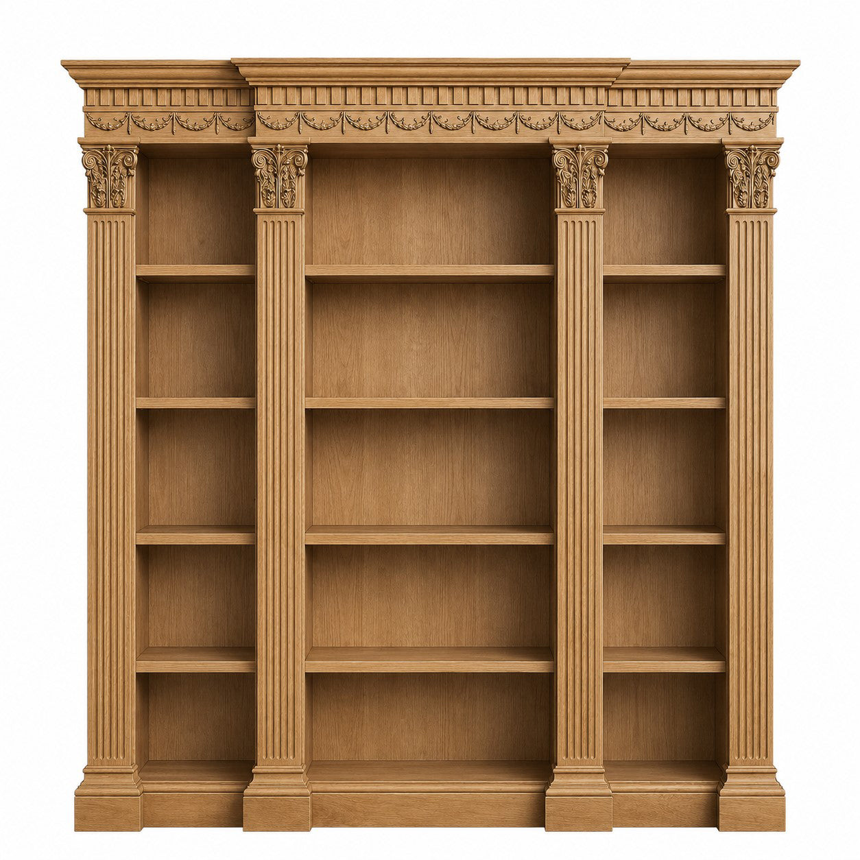 White French column bookcase with Gold Highlights