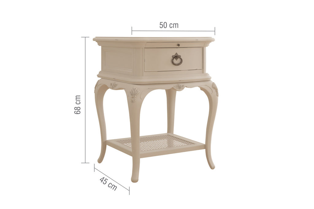 Ivory Bedside Table with 1 Drawer