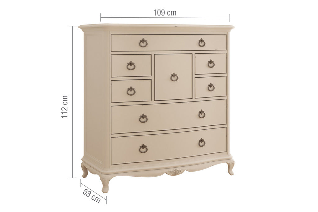 Ivory French 8 Drawer Chest Dimensions