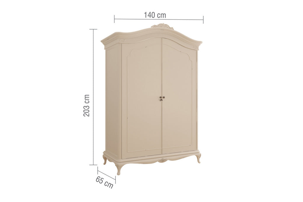 Dimensions for Ivory French Large Wardrobe