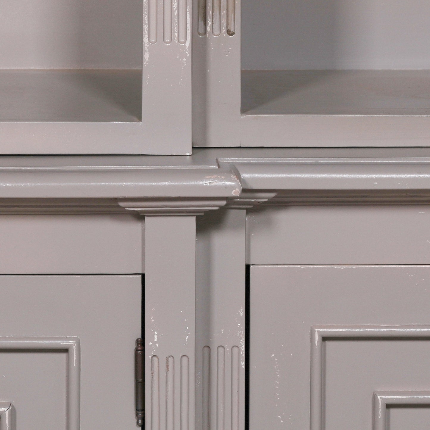 Heavily Distressed Grey French Bookcase with Cupboard