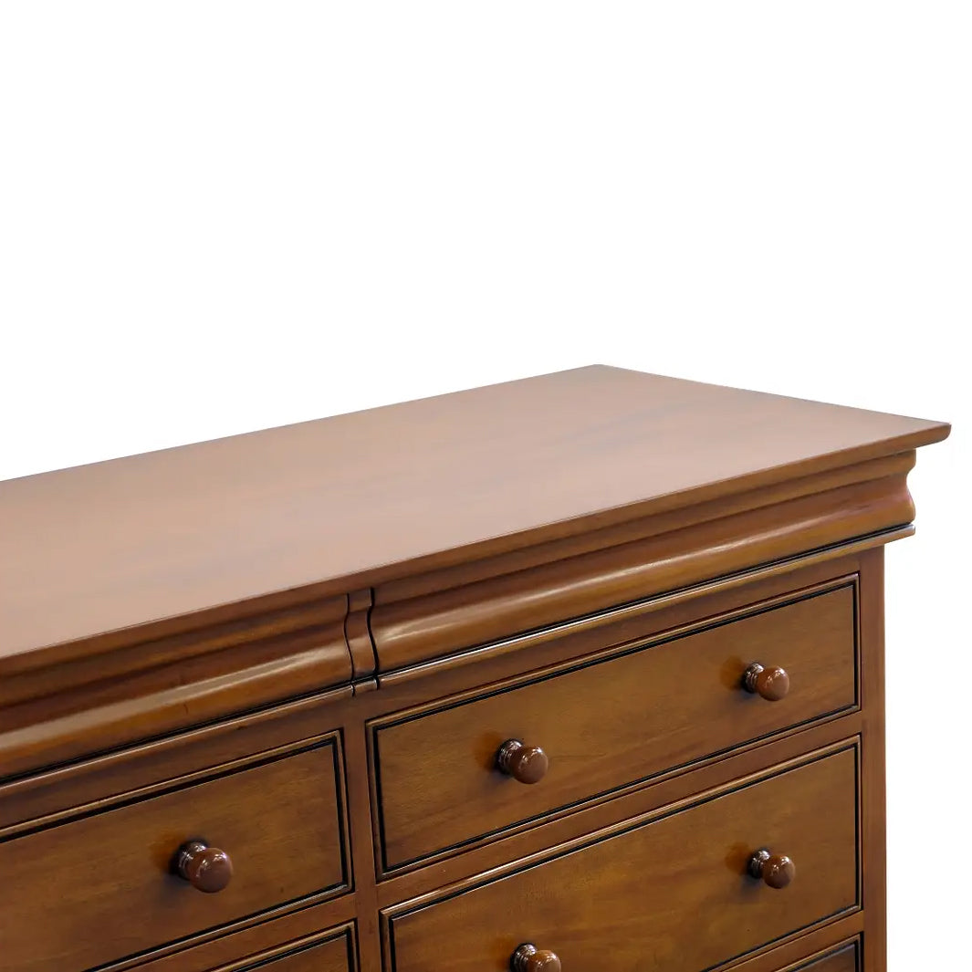 French Country Sleigh 8 Drawer Wide Chest