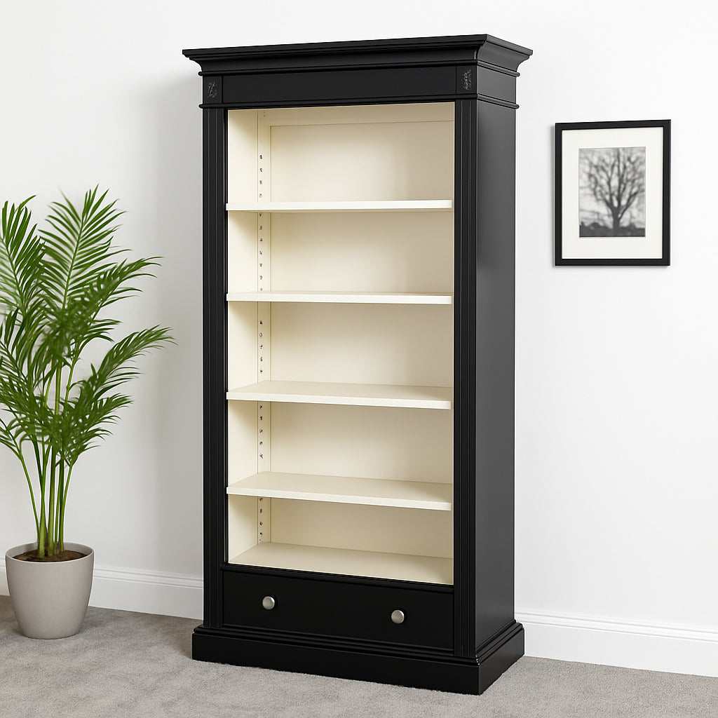 Traditional French Open Black Bookcase