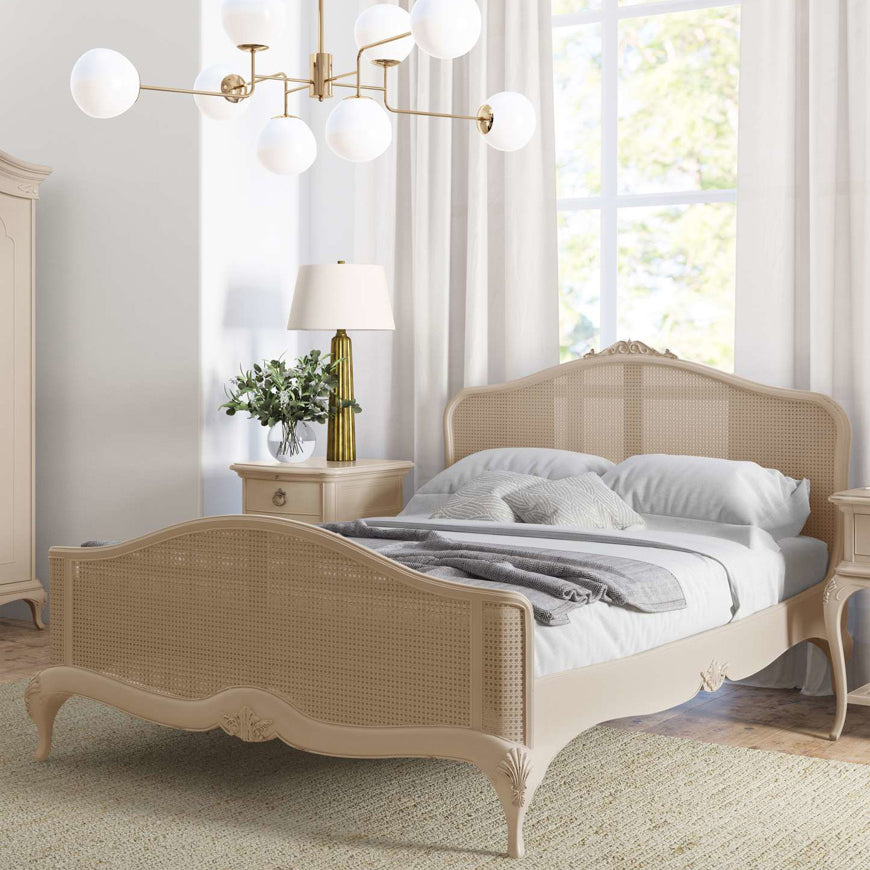 Willis Gambier Ivory French Rattan Bed