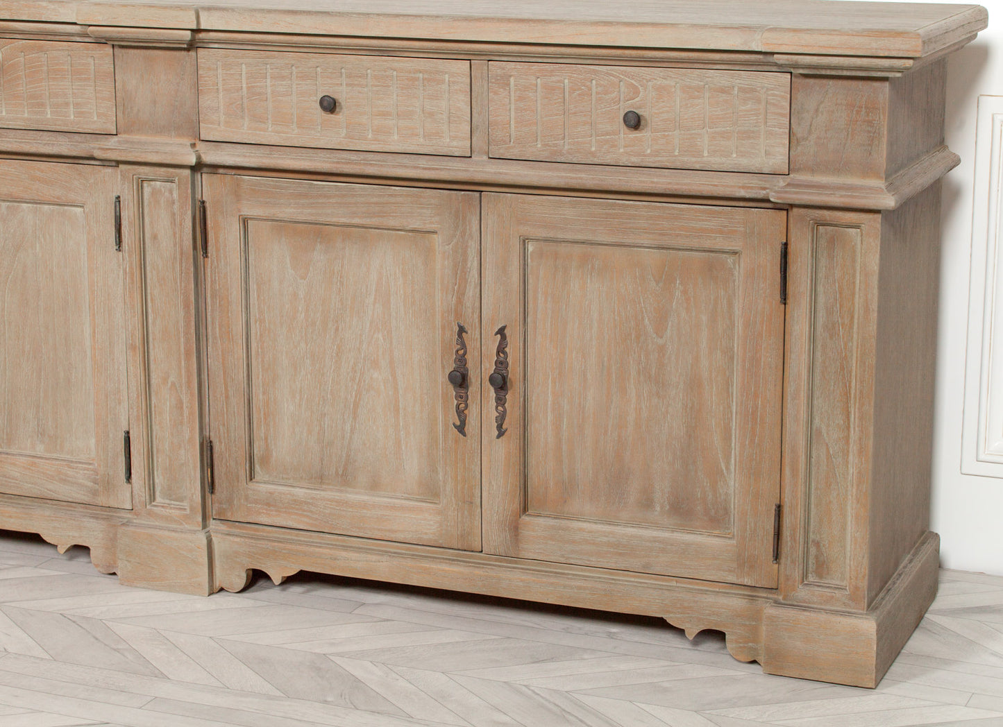 Rustic French Classical 4 Door Sideboard