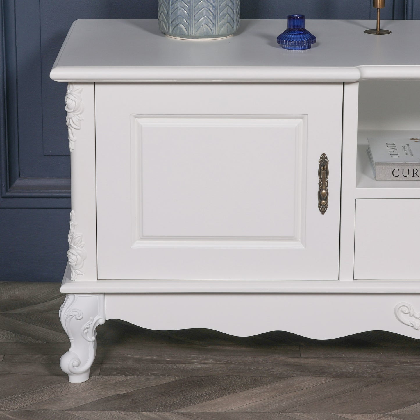 French Style White TV Cabinet