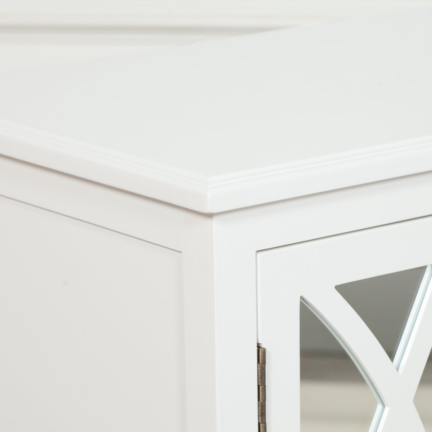 French Breakfront White Mirror Front Sideboard