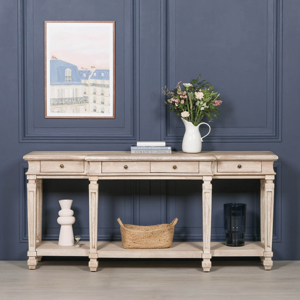 Acacia 4 Drawer French Breakfront Console Table