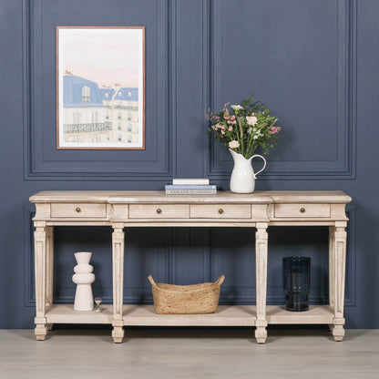 Acacia 4 Drawer French Breakfront Console Table