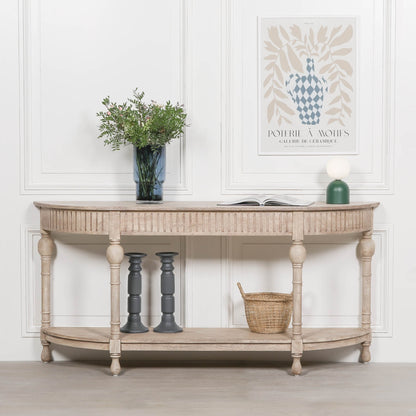 Acacia Wooden Curved French Console Table