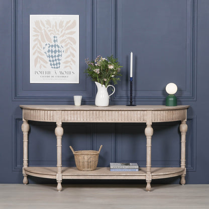 Acacia Wooden Curved French Console Table