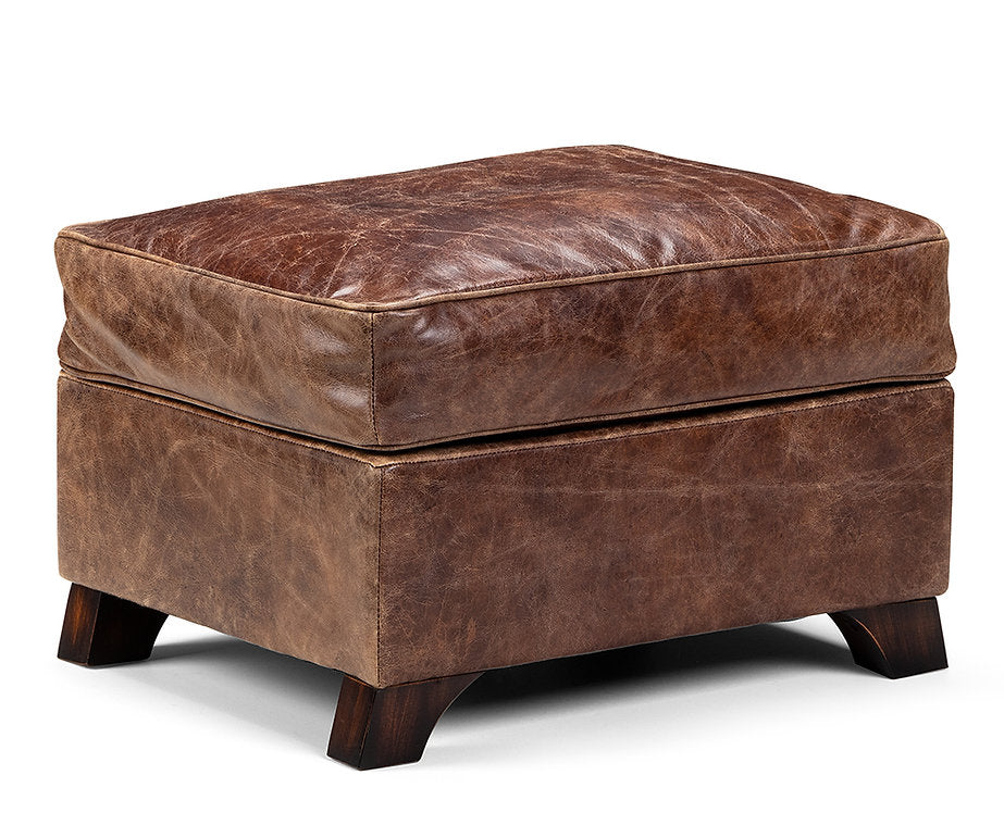 Brown Leather Accent Footstool