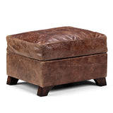 Brown Leather Accent Footstool