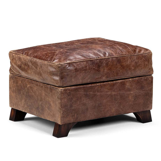 Brown Leather Accent Footstool