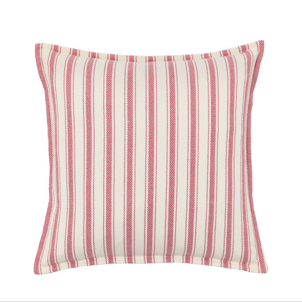 Alston Woven Stripe Cushion cranberry