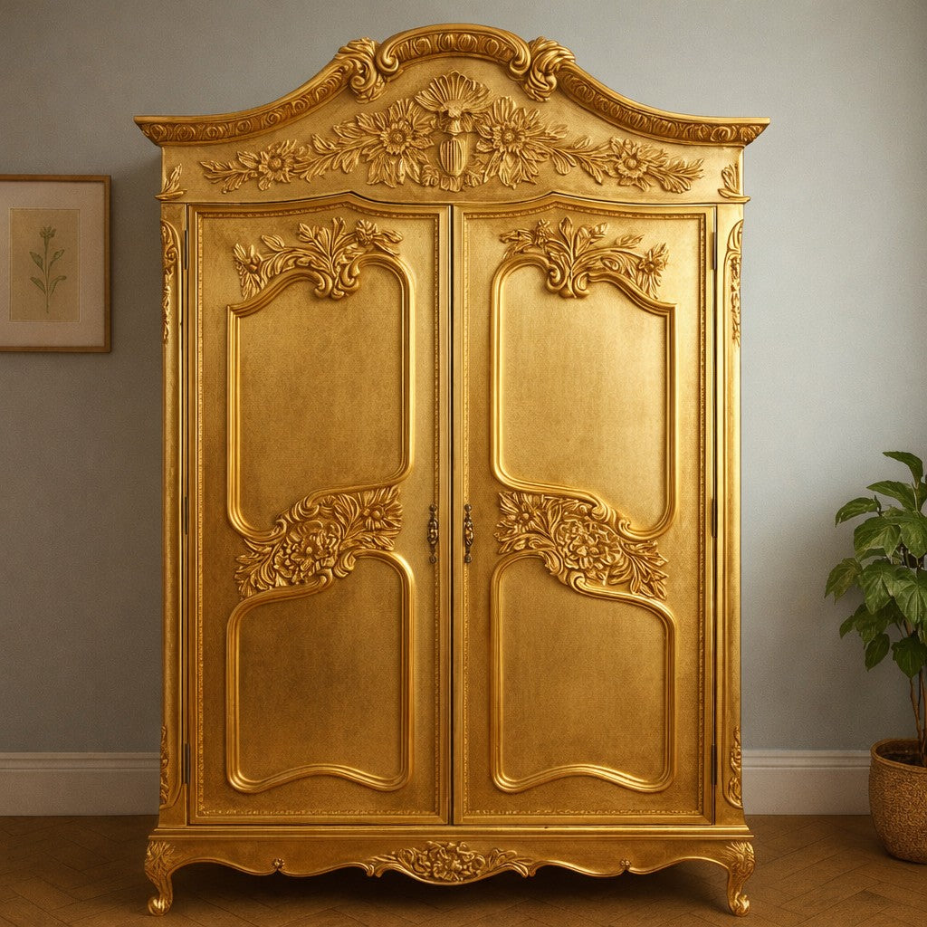 Louis French Heavily Carved 2 Door Wardrobe