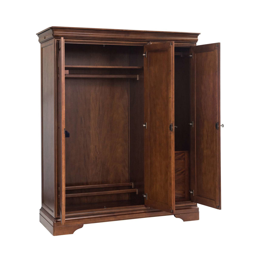 Internal View for Antoinette French Sleigh Triple Wardrobe