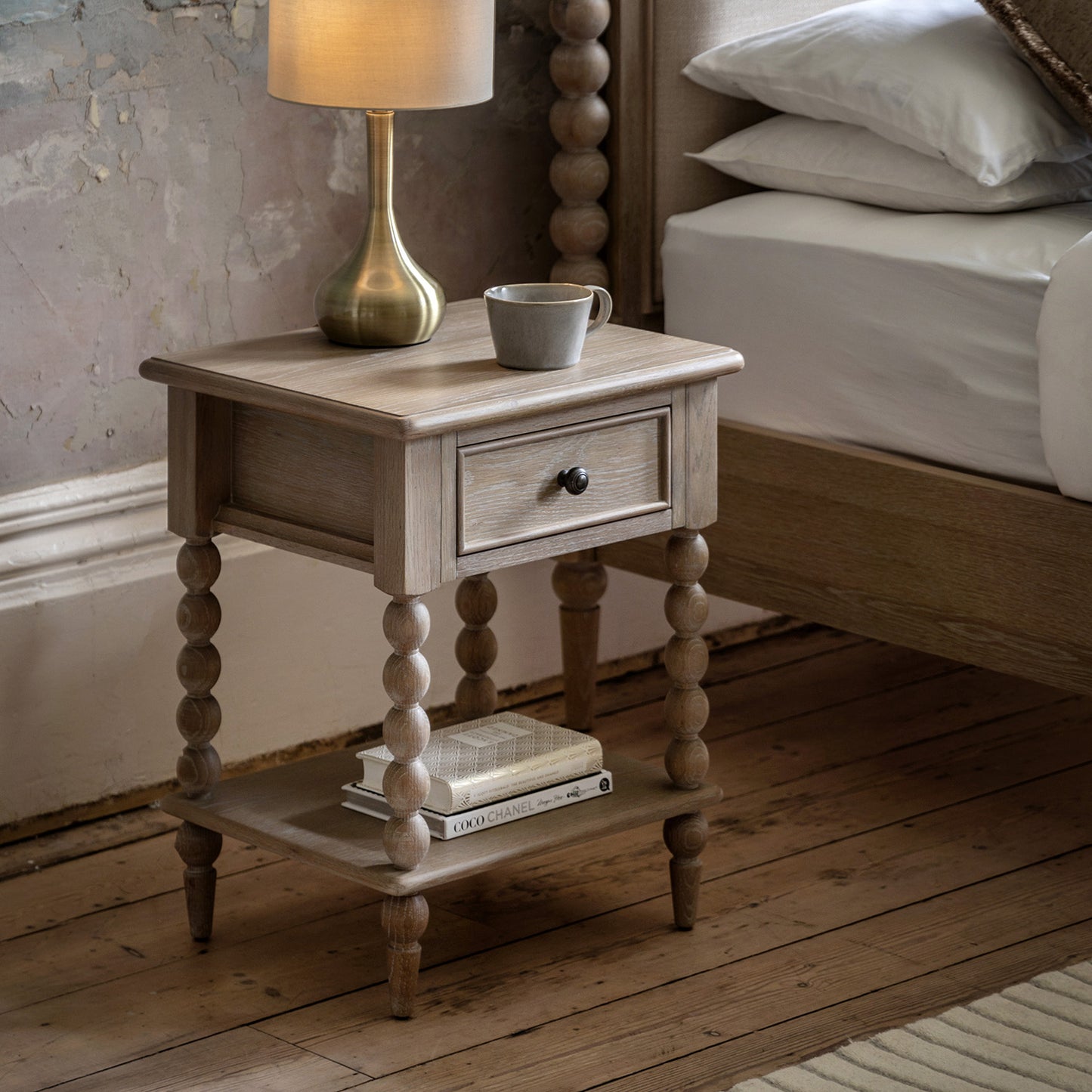 Artisan Oak French One Drawer Bedside Table