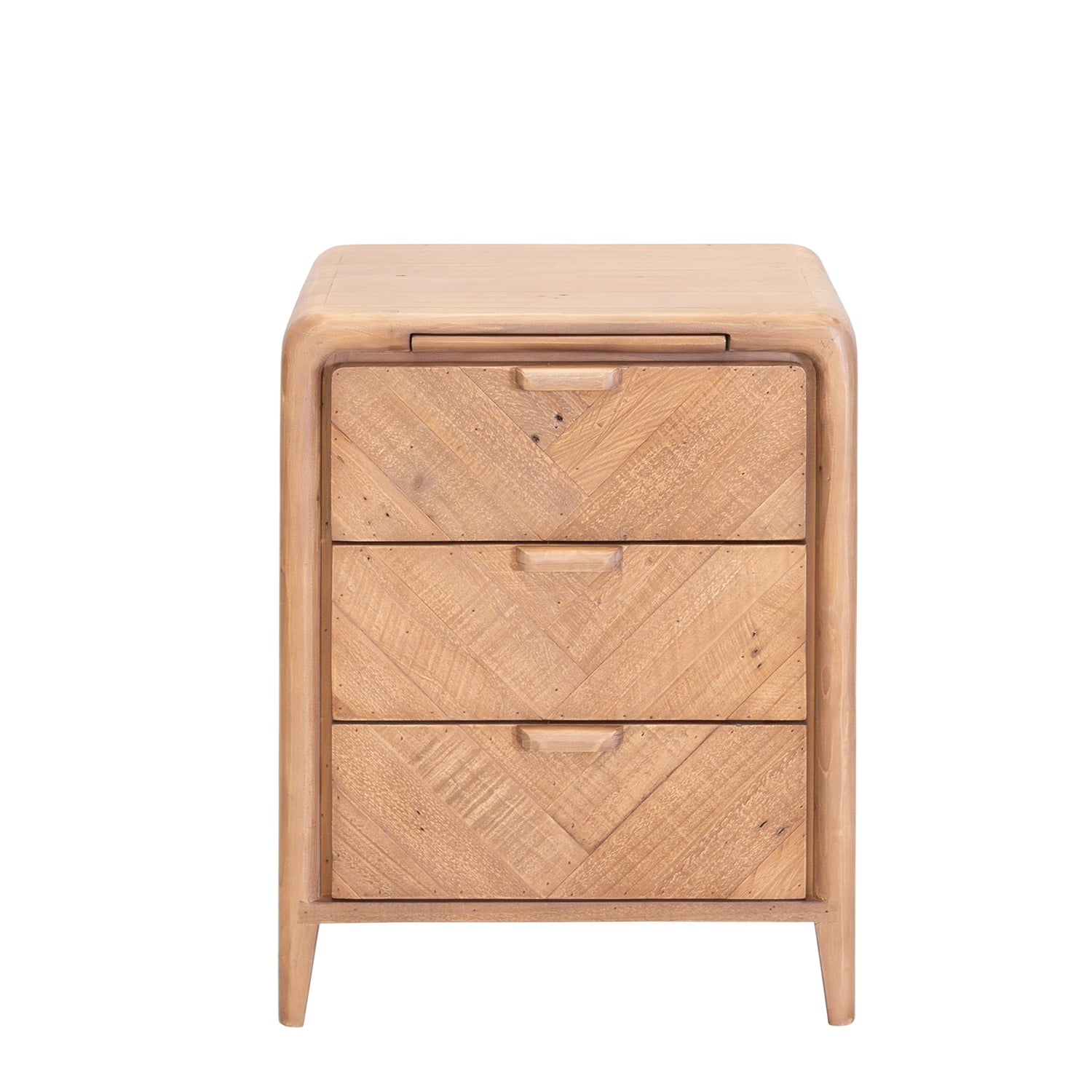 Atauro Reclaimed 3 Drawer Wide French Bedside Table