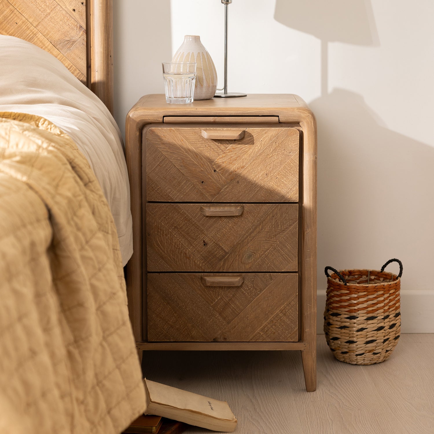 Atauro Reclaimed Small 3 Drawer Bedside Table