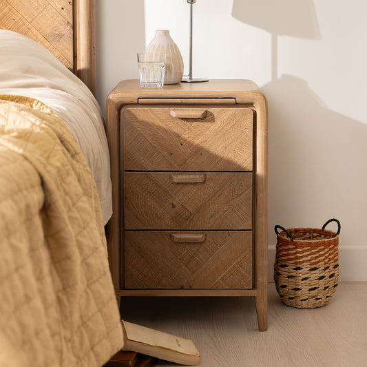 Atauro Reclaimed Small 3 Drawer Bedside Table