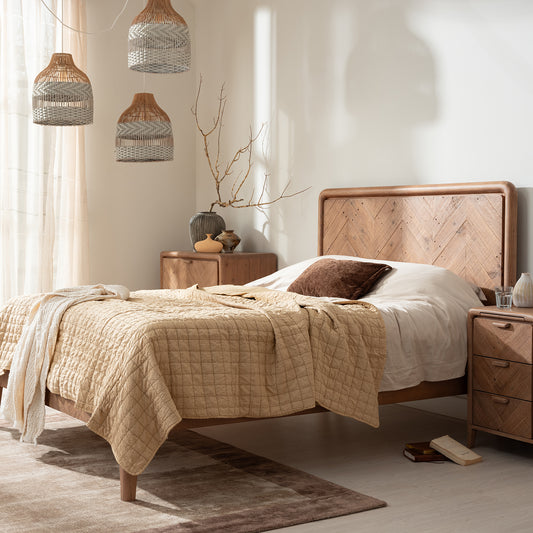 Atauro Reclaimed Herringbone Contemporary French Bed