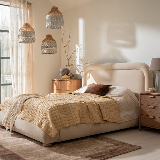 Atauro Cream Upholstered Contemporary French Bed