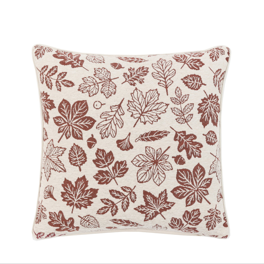 Autumn Leaf Chenille Cushion Cream