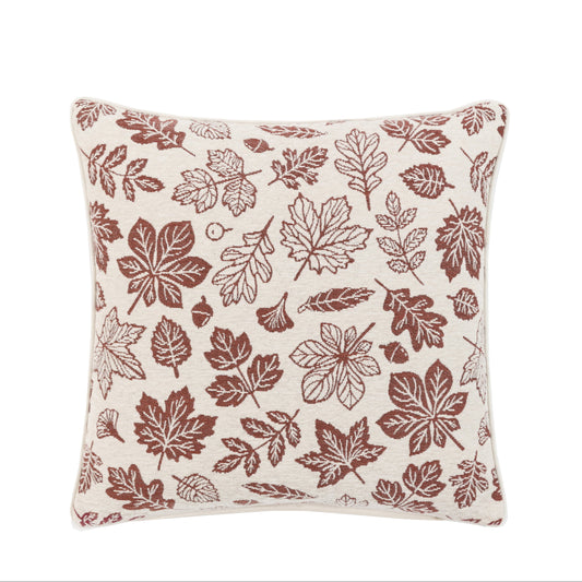 Autumn Leaf Chenille Cushion Cream