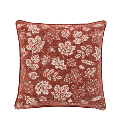 Autumn Leaf Chenille Cushion Rust