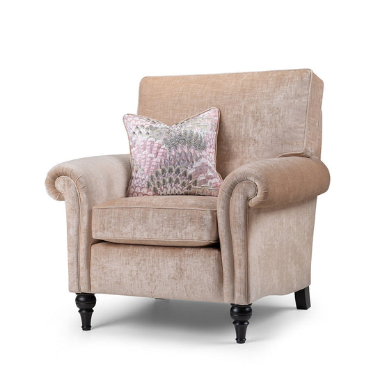 Belinda Traditional Scrolled Arm Velvet Armchair
