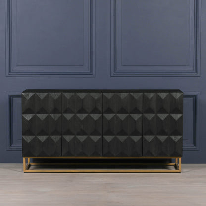 Black Contemporary Diamond Pattern Sideboard