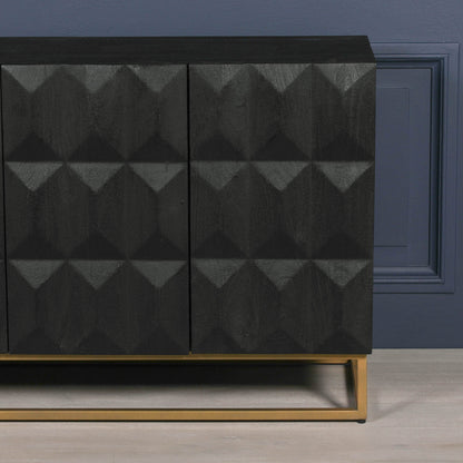 Black Contemporary Diamond Pattern Sideboard