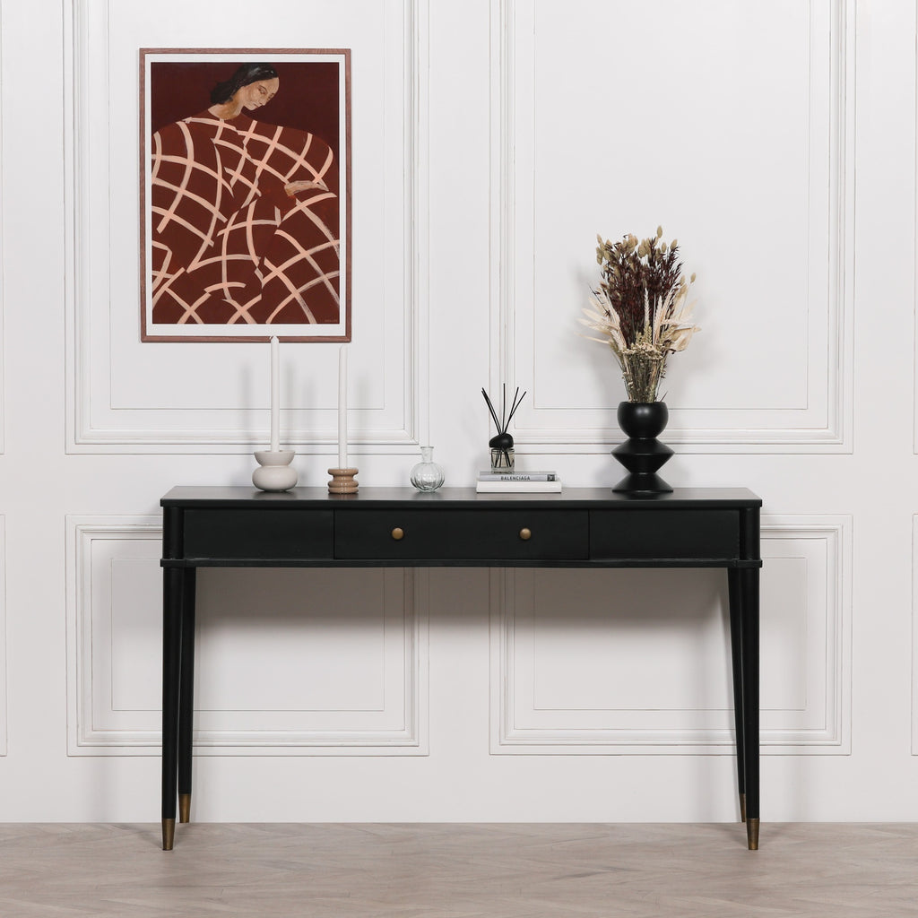 Black Painted Console Table with Drawer