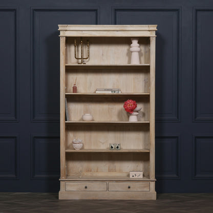Blanche Rustic Wooden Bookcase with Drawers