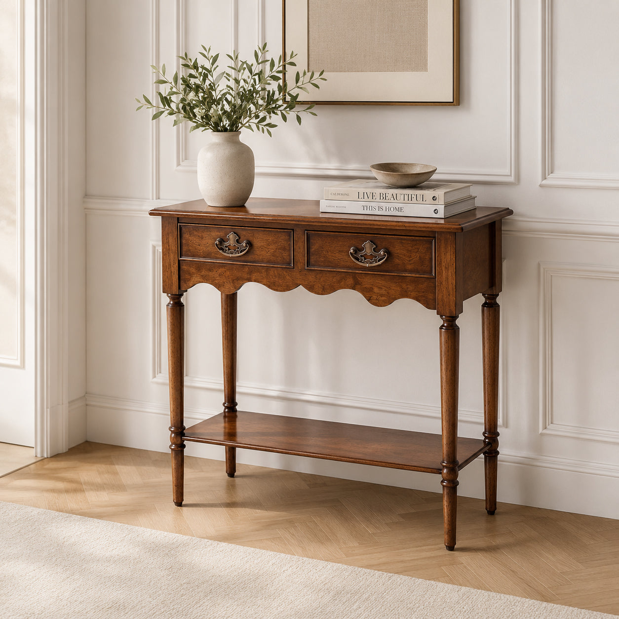 Blenheim French Hall Table with 2 Drawers - Stained