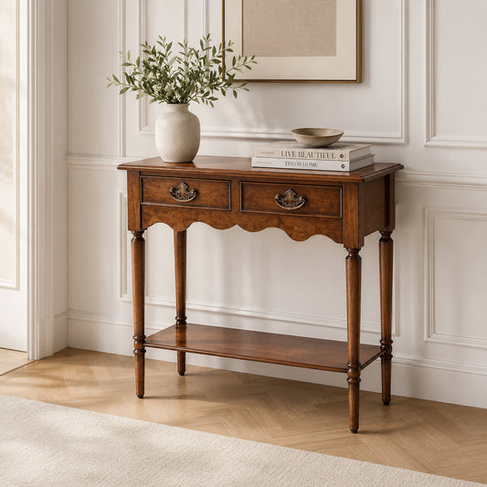 Blenheim French Hall Table with 2 Drawers - Stained